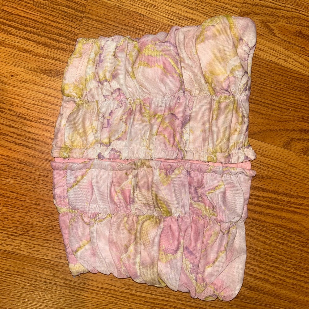 Pink and Yellow Tie-Dye Tube Top